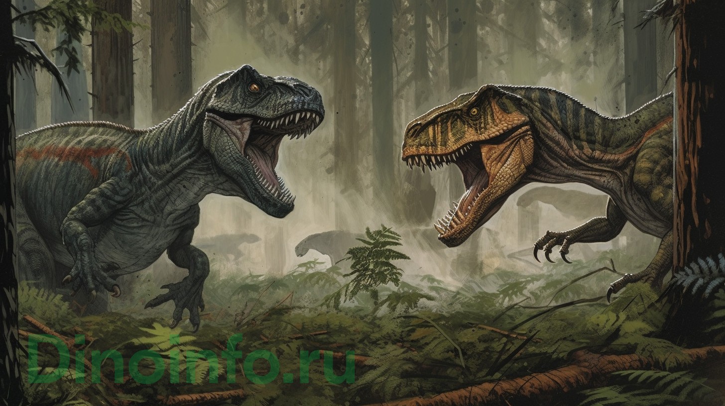 Битва гигантов: Тираннозавр против Гиганотозавра
